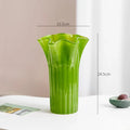 Axyaa Green Glass Vase Hydroponics Plant Pot for Table Decoration Aesthetic Floral Room Decor