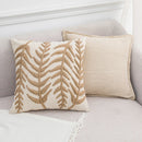 Axyaa Linen Embroidery Leaves Cushion Cover - Beige Green 45x45cm