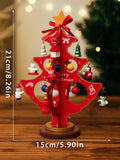 Axyaa Red Wooden Christmas Tree Ornament Decor for Festive Table Centerpiece