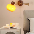 Axyaa Modern Glass Swimg Arm LED Wall Lights Wood Bedside Lamp