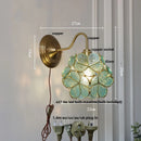 Axyaa Vintage Style Blue Flower Glass Wall Sconce LED Lamp Fixture
