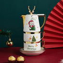 Axya Ceramic Elk Teapot Mug Set - Festive Home Gift for Christmas & New Year