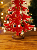 Axyaa Mini Christmas Tree Ornament Set with Snowman Hanging Decor