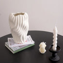 Axyaa Irregular Wavy Patterns Ceramic Vase White Pot Home Decoration