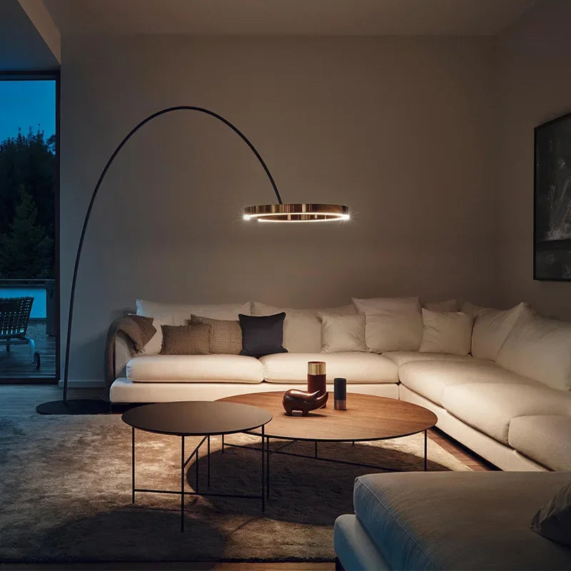 Axyaa Nordic Ring Fishing LED Floor Lamp Modern Creative Loft Standing Light