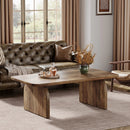 Axyaa Farmhouse Coffee Table, 47.24-Inch Center Cocktail Table with Sturdy Base
