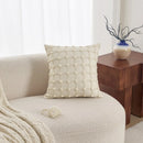 Cream Woven Tufted Pillowcase with Beige Tassel Embroidery by Axyaa