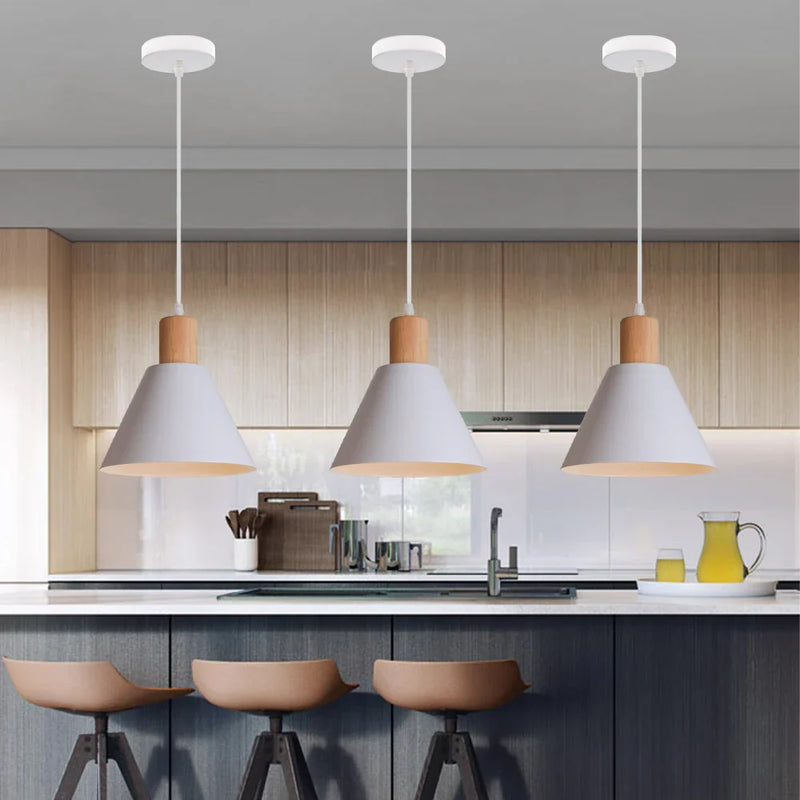 Axya Loft Wood Pendant Light: Modern Nordic Industrial Chandelier for Kitchen Living Room