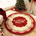 Axyaa Christmas Apple Cartoon Round Carpet Festive Plush Living Room Bedroom Rug