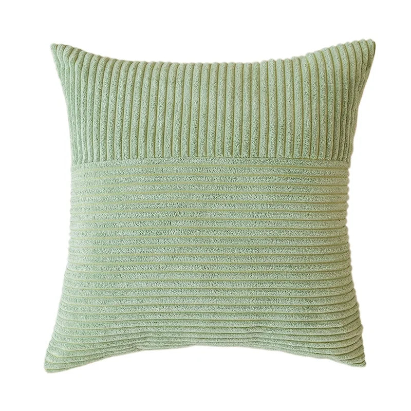 Axyaa Sage Green Corduroy Patchwork Textured Throw Pillow Covers
