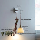 Axyaa Nordic LED Wall Sconce Pull Chain Switch Bedside Lamp Fixtures White Ceramic