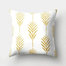 Golden Leaf Tropical Pillow Cover for Home Decor by Axyaa