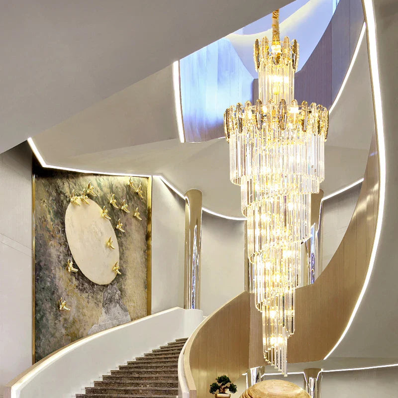 Axyaa Crystal Chandelier for Modern Duplex Living Room