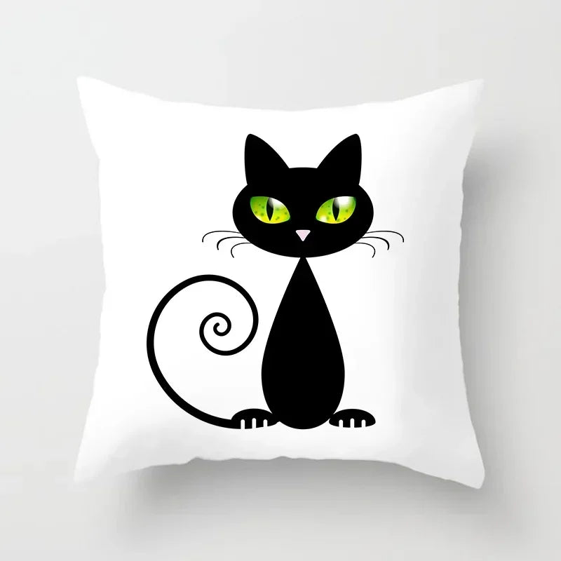 Axyaa Cartoon Black Cat Cushion Cover 45*45cm