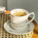 Axyaa Swan Floral Ceramic Mug Set Korean Style Breakfast Drinkware