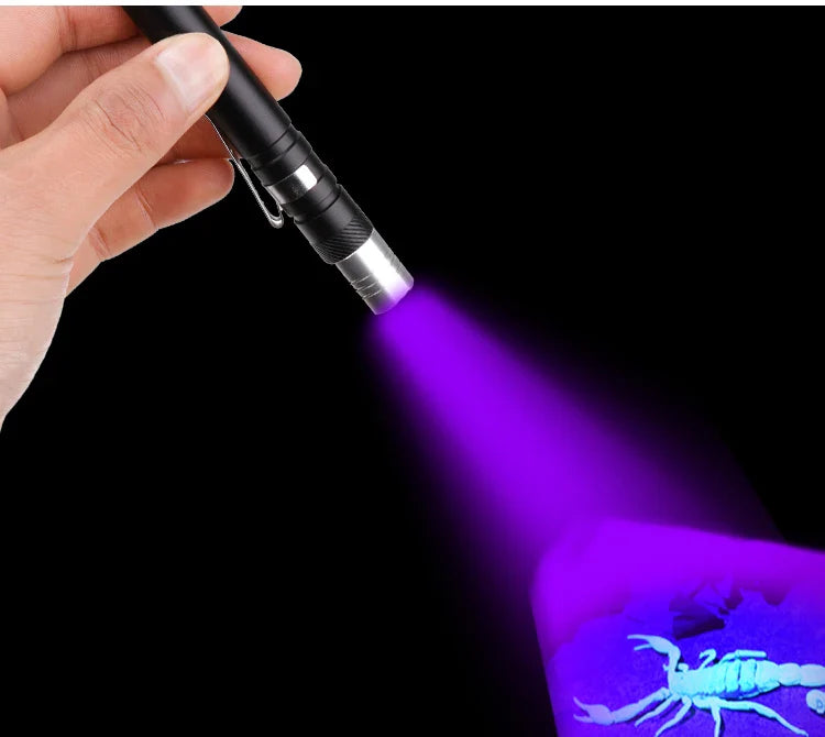 Axya UV Pen Light 395nm White/Purple Flashlight Ultra Violet Torch.