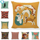 Axyaa Cartoon Cat Linen Cushion Cover - Home Decor Essential for Sofa, Living Room, or Bed
