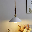Axyaa Ceramic Wood Handle LED Pendant Light Fixture, Modern Style for Kitchen, Bedroom, Corridor