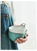 Axyaa Ceramic Breakfast Cereal Bowl with Handle - Small Dessert Yogurt Oat Bowl