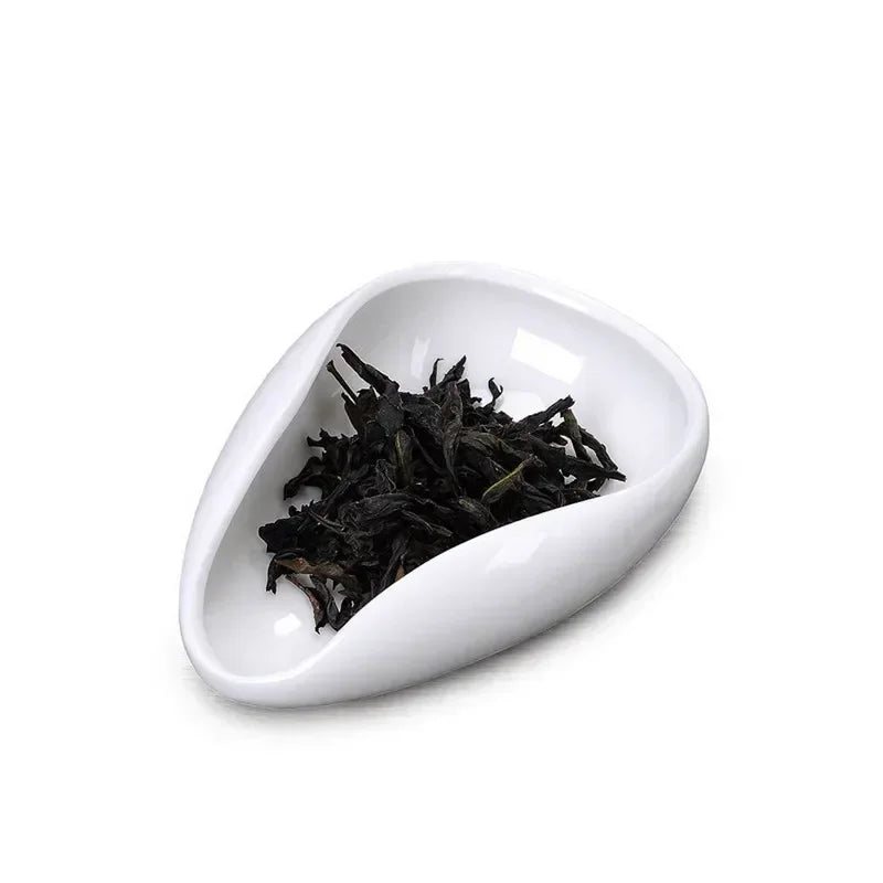 Axyaa White Ceramic Coffee Bean Tea Set with Trays, Spoon, and Separator