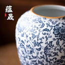 Axyaa Blue Lotus Ceramic Vase for Dry Flowers - Home Decor and Hydroponic Display