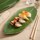 Axyaa Bamboo Leaf Ceramic Dessert Plate - Creative Sushi Plate & Kitchen Tableware