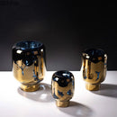 Axyaa Gold Crack Texture Glass Vase for Desk Decoration & Floral Arrangement