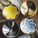 Axyaa Golden High Footed Ceramic Sushi Plate Set - Restaurant Quality Molecular Cuisine Tableware