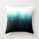 Axyaa Teal Blue Geometric Pillow Cases with Letter Leaves Plant Print, Deer Animal Design.