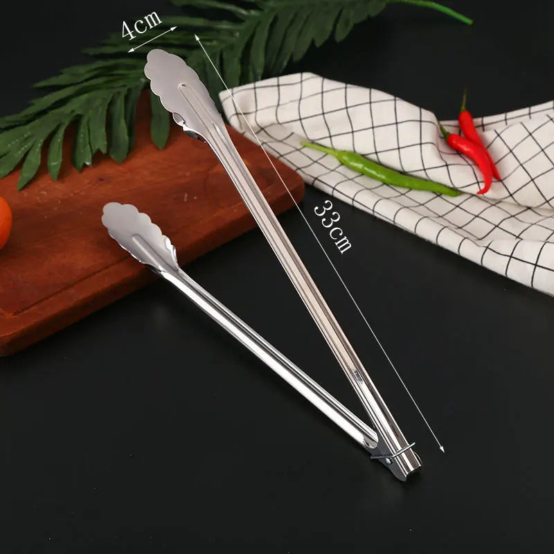 Axyaa Stainless Steel Food Tongs - Kitchen Buffet Clamp and Salad Steak BBQ Tool