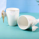 Axyaa Angel Wings Ceramic Mug with Gold Handle - White, 380ml