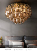 Axyaa Amber Glass Ceiling Lights - Retro Bronze Chandelier for Home Decoration