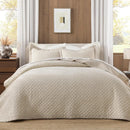 Axyaa Linen/Cotton Queen Quilt Set, Lightweight Diamond Stitch Bedspread Coverlet