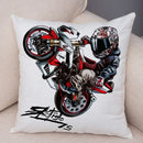 Axyaa Extreme Sports Motorcycle Pattern Cushion - Cartoon Design for Home & Car