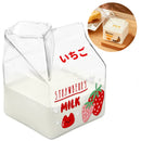 Axyaa 380ml Kawaii Milk Carton Glass Cup Strawberry Peach Theme
