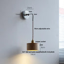 Axyaa Ash Wood LED Wall Light with Pull Chain Switch, Japanese Style Bedside Lamp