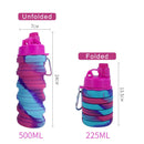 Axyaa Silicone Foldable Sports Water Bottle with Carabiner - Portable Fitness Kettle