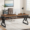 Axyaa Industrial Executive Desk, 63in Large w/ Thick Tabletop, Heavy-Duty Metal Frame