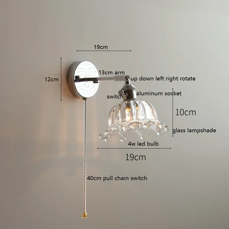 Axyaa Clear Glass Silver LED Wall Sconce with Adjustable Arm & Switch