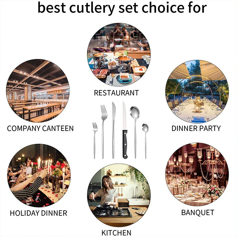 Axyaa Stainless Steel Portuguese Tableware Set - 48 Pieces