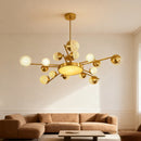 Axyaa Gold Crystal Pendant Light - Modern Dimmable Bedroom Hanging Lamp