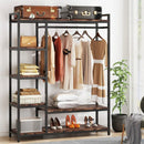 Axyaa Standing Closet Organizer with 6 Shelves and Hanging Bar