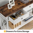 Axyaa Farmhouse Console Table with 3 Drawers & Storage Shelf