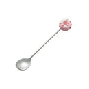 Axyaa Cartoon Donut Dessert Spoon Fork Set - 304 Stainless Steel Mini Tableware