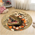 Axyaa Dinosaur Cartoon Kids Round Carpet Rug for Home Floor - Anti-Slip Mats