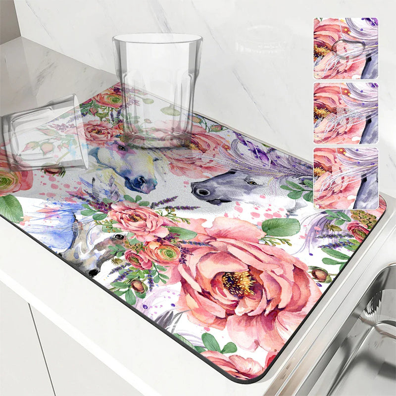 Axyaa Non-Slip Absorbent Drying Mat for Kitchen Tableware and Counter