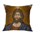 Axyaa Christ Pantocrator Icon Cushion Cover - Catholic Orthodox Decor for Sofa