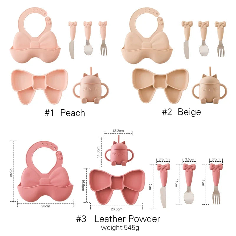 Axya Kids Silicone Bib and Stainless Steel Tableware Set