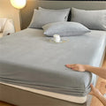 Axyaa Velvet Fitted Bed Sheet - Anti-Slip Mattress Cover Single King Queen Size