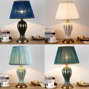 Axyaa Hand Painted Ceramic Blue Desk Lamp - Antique American Style